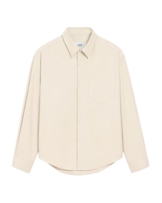 AMI White Ami De Coeur Embossed Cotton Boxy Shirt