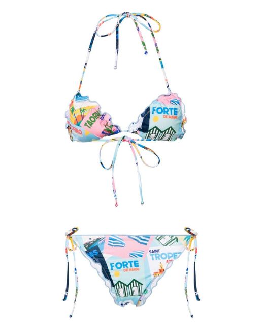 Mc2 Saint Barth Blue Miami Wish You-print Bikini