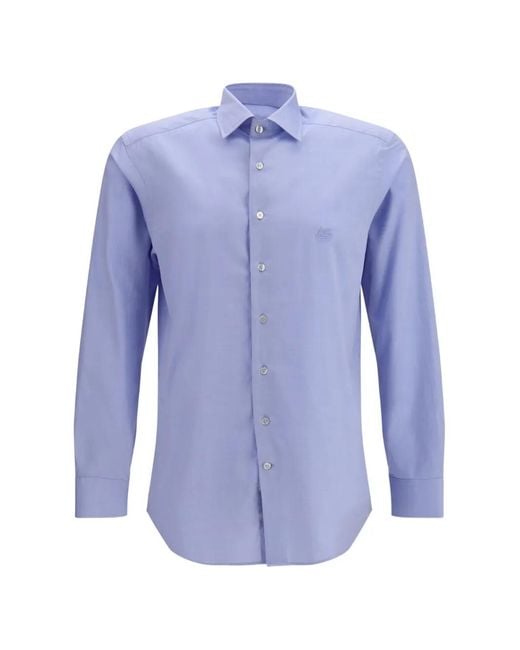 Etro Blue Roma Logo-Embroidered Shirt for men