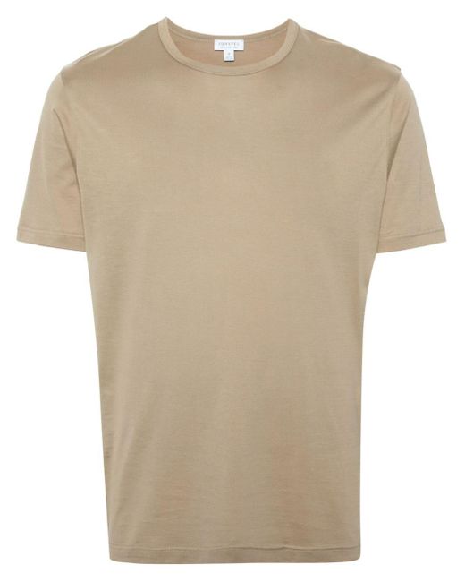 T-shirt girocollo di Sunspel in Natural da Uomo