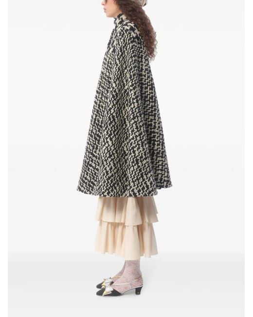 Valentino Garavani Black Houndstooth Tweed Cape