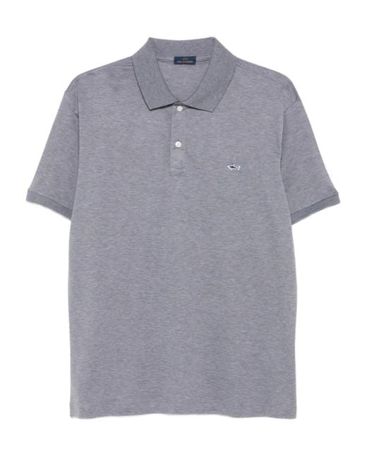 Paul & Shark Gray Logo-Embroidered Cotton Polo Shirt for men