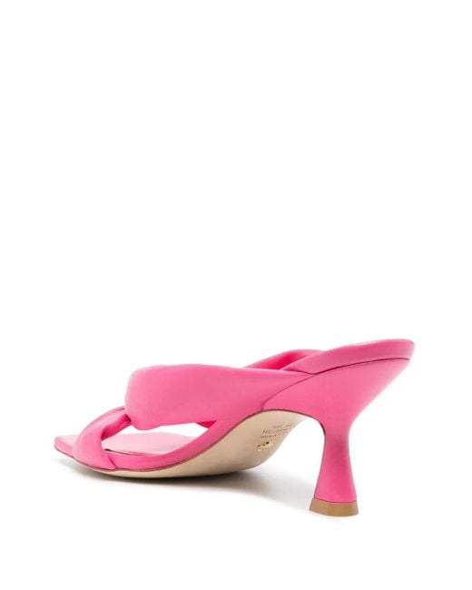 Stuart Weitzman Pink Slip-On Square-Toe Sandals
