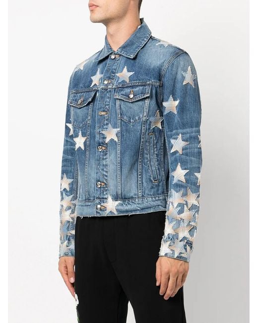 Amiri Blue Printed Denim Jacket for men