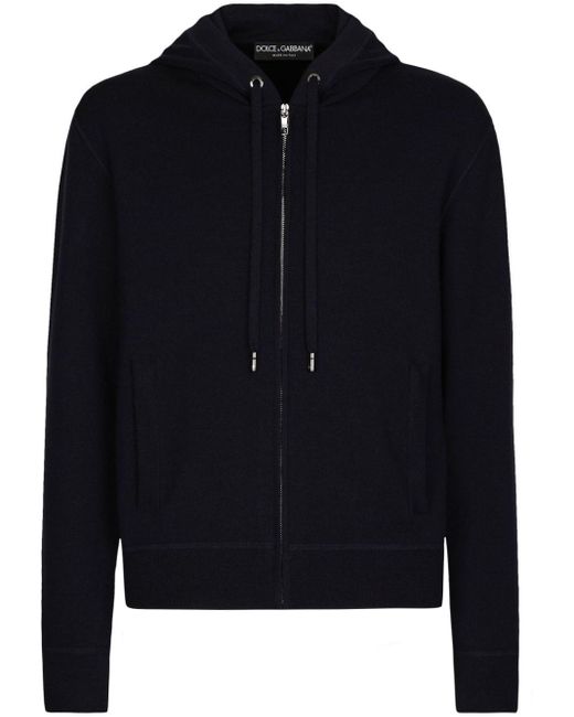 Dolce & Gabbana Blue Knitted Zip-up Hoodie for men