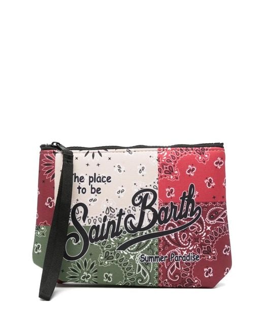 Mc2 Saint Barth Red Aline Bandana-Print Clutch Bag