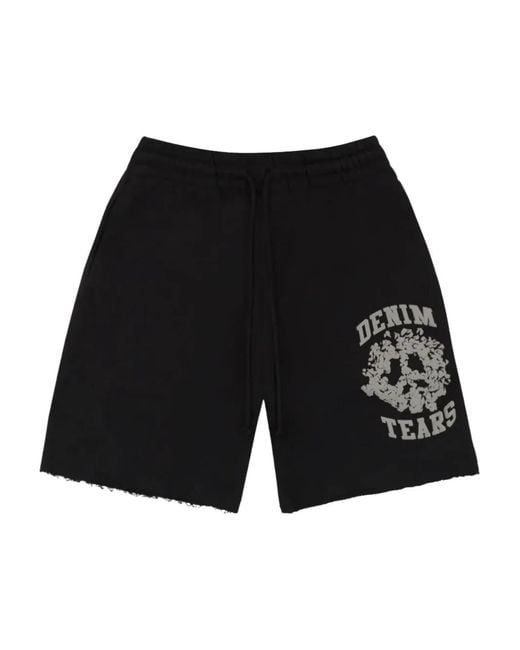 DENIM TEARS Black University Track Shorts for men