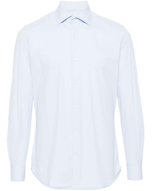 Glanshirt Long-sleeve Stretch-jersey Shirt in het White voor heren