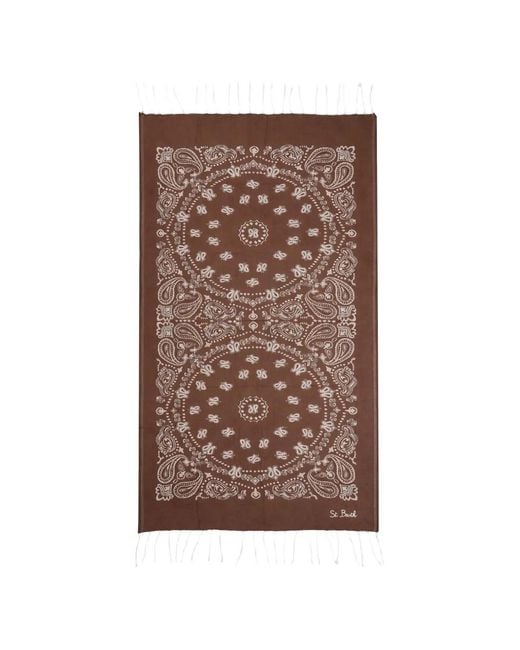 Mc2 Saint Barth Brown Bandana Print Fringed Beach Towel