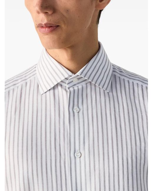 Zegna White Striped Cotton Shirt for men