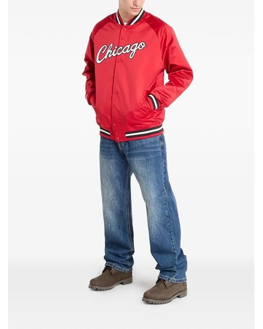 Mitchell & Ness Red Nba Logo-Print Bomber Jacket for men