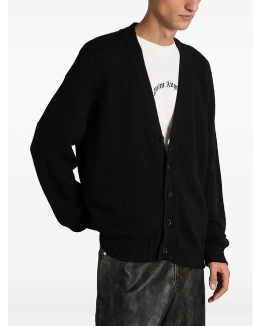 Palm Angels Black Button Cardigan for men