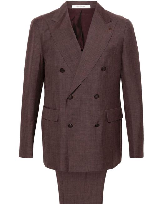 Tagliatore Brown Peak-lapels Double-breasted Suit for men