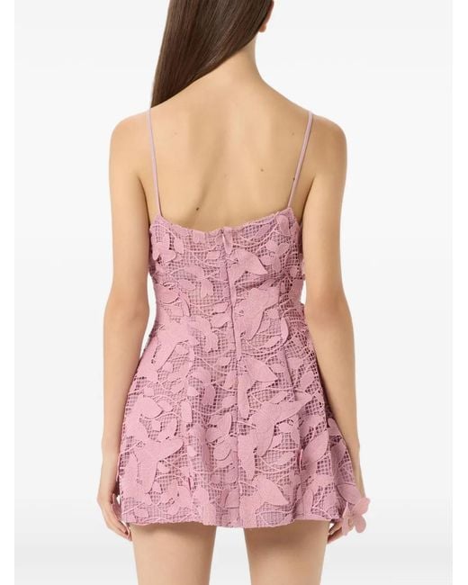 Blumarine Pink Butterfly-Appliqué Mini Dress