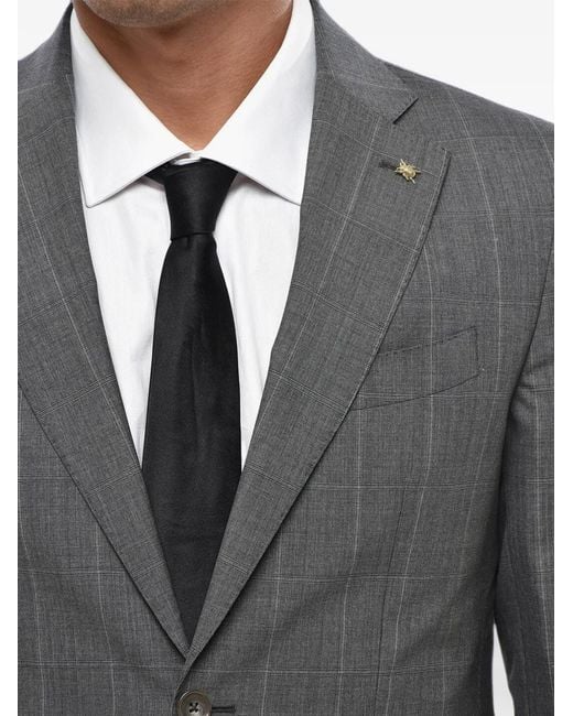 Corneliani Gray Single-Breasted Checked Suit for men