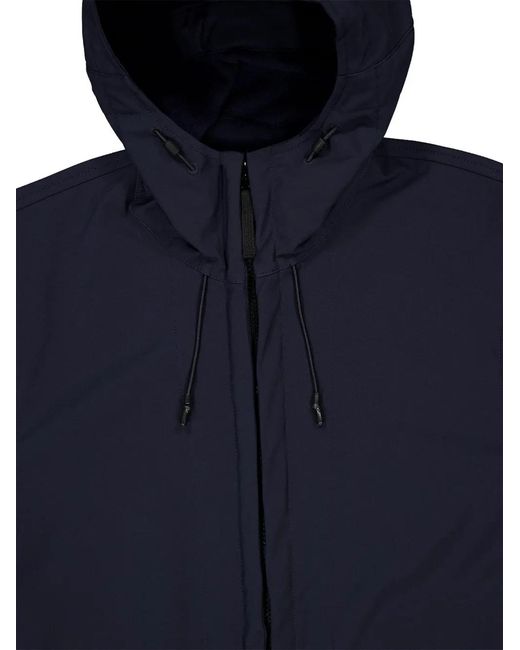 Stone Island Blue Logo-Patch Hooded Jacket for men