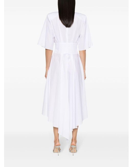 Alexandre Vauthier White Poplin Shoulder-pads Midi Dress