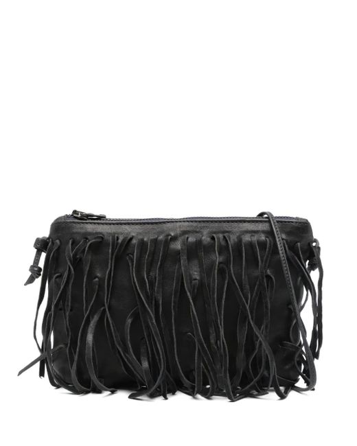 SOMMET Black Fringes Leather Bag