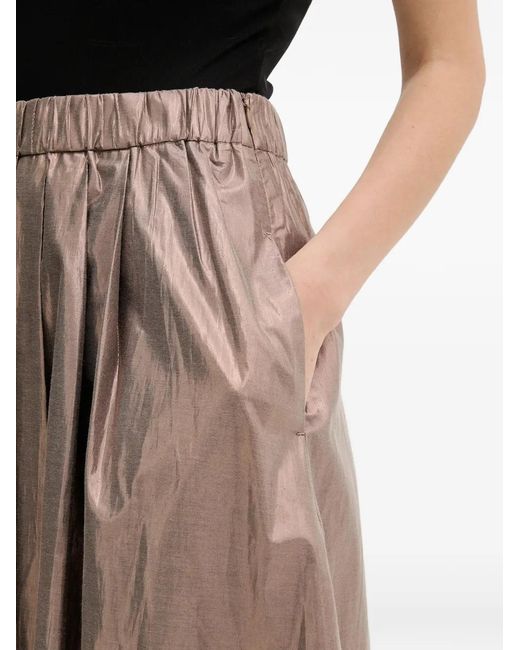 Ouí Brown Pleated Midi Skirt