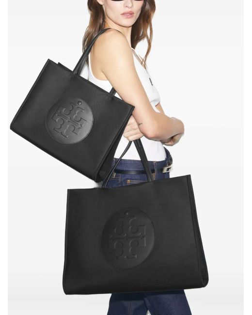 Tory Burch Black Ella Logo-Embossed Tote Bag