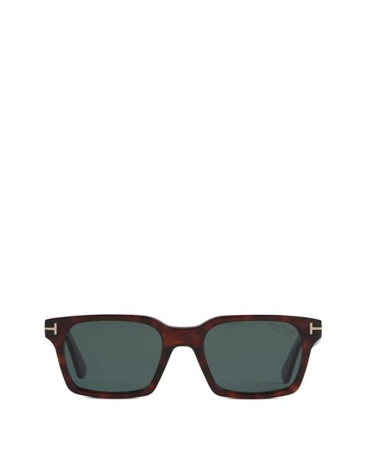 Tom Ford Black T-Logo Square-Frame Sunglasses for men