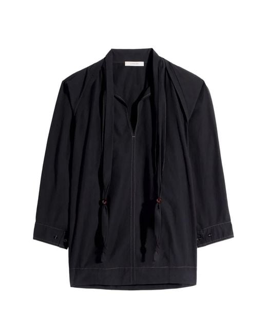 Lemaire Blue Scarf Cotton Blouse