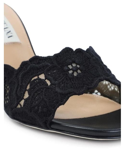 Arteana Black Como Lace-Panel Leather Sandals