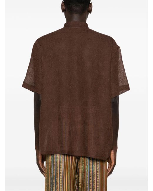Siedres Brown Textured Fine-knit Shirt for men