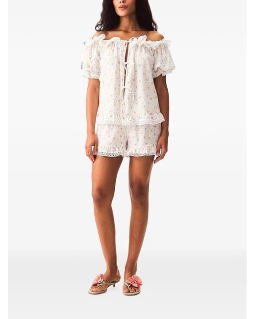 Sleeper White Romantica Floral-Print Pajamas