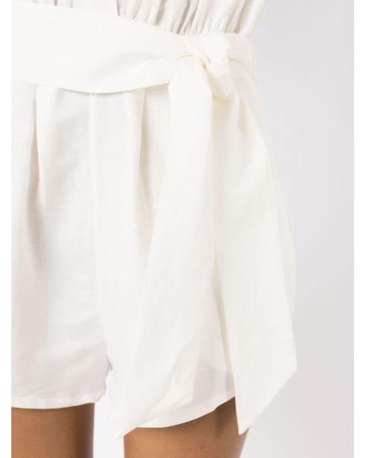 Adriana Degreas White Orquidea Vintage Linen-blend Playsuit