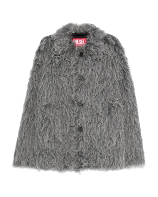 DIESEL Gray Textured Faux-Fur Casual Jacket for men