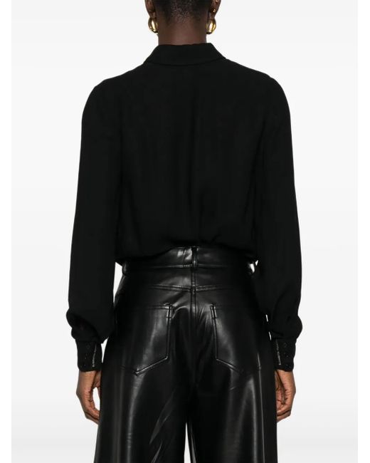 Elisabetta Franchi Black Twist-Front Button Bodysuit