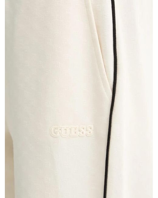 Guess White Logo-Embroidered Side-Stripe Track Pants