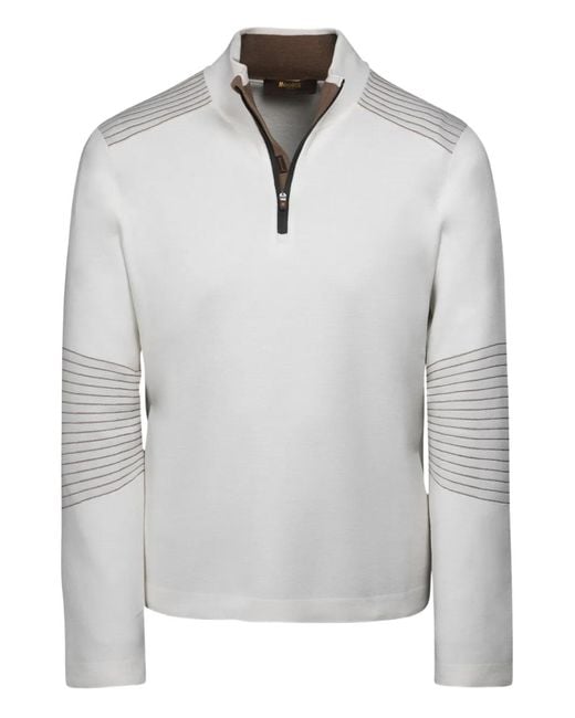 Moorer Gray Sciores Half-Zip Sweater for men