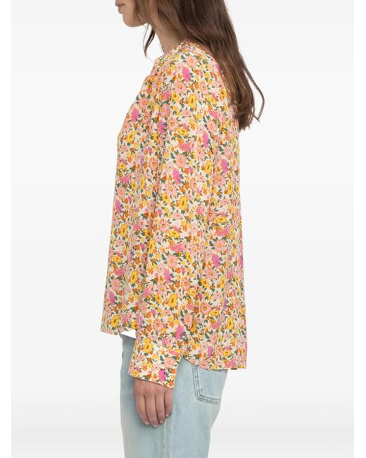 Zadig & Voltaire White Tink Floral-Print V-Neck Tunic Top