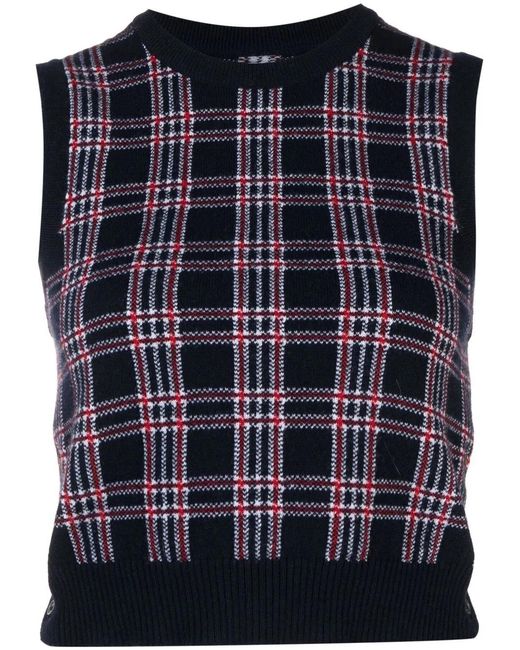 Thom Browne Blue Pow Cropped Crew-Neck Shell Top