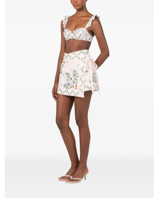 Agua Bendita White Kiwi Brisa Ruffled Bikini Top