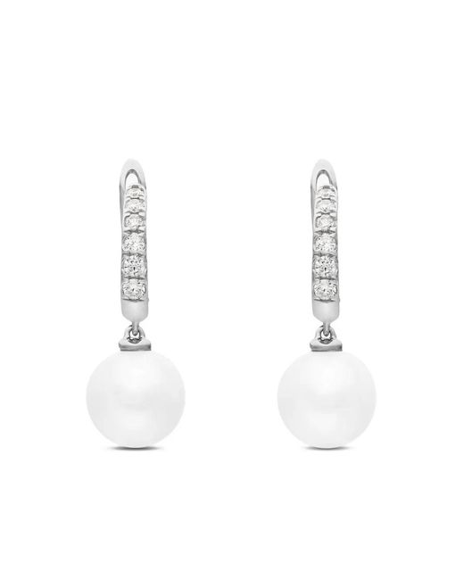 David Yurman White Sterling Pearl And Diamond Drop Earrings (15.6Mm)
