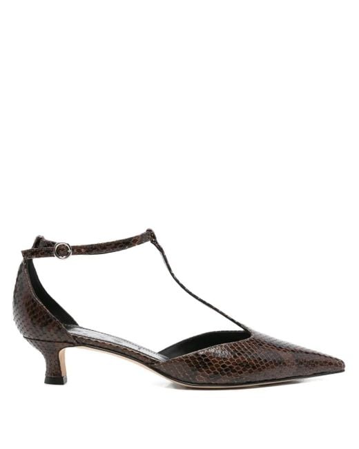 Aeyde Brown 30Mm Snakeskin Leather Pumps