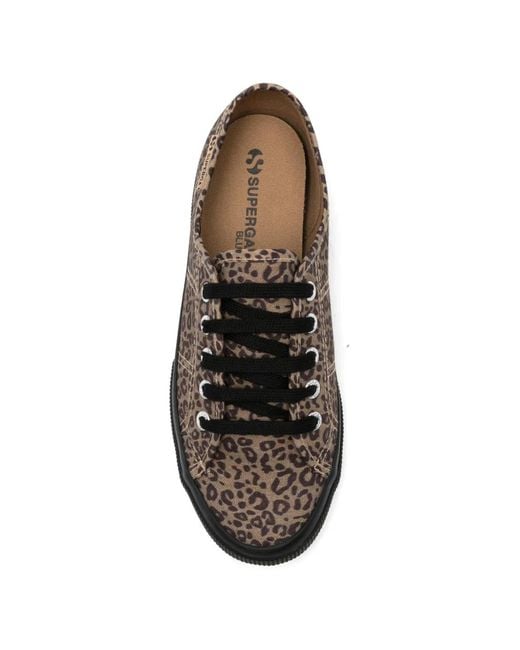 Superga Brown Leopard-Pattern Sneakers