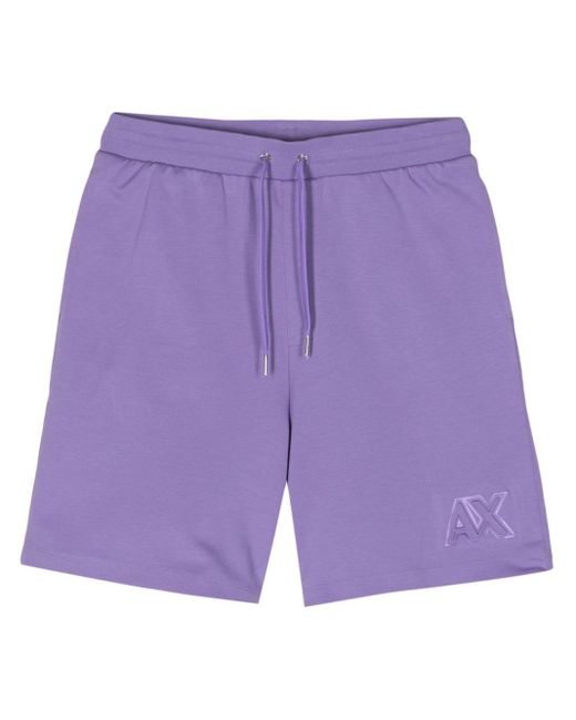 Armani Exchange Purple Logo-embossed Track Shorts for men