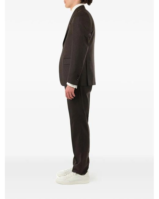 Al Duca D'aosta Black Single-Breasted Wool Suit for men