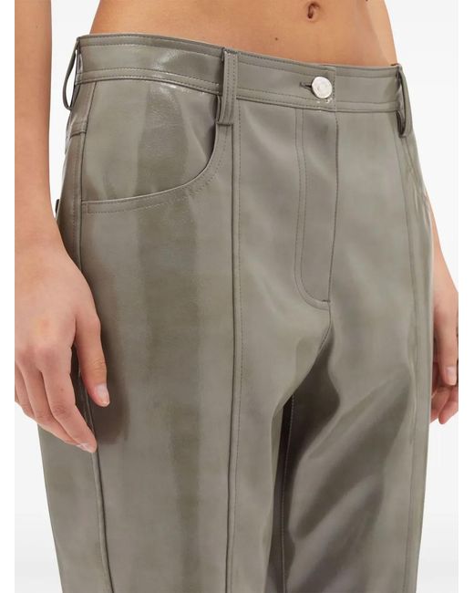 MSGM Gray Glossy-Finish Straight-Leg Trousers
