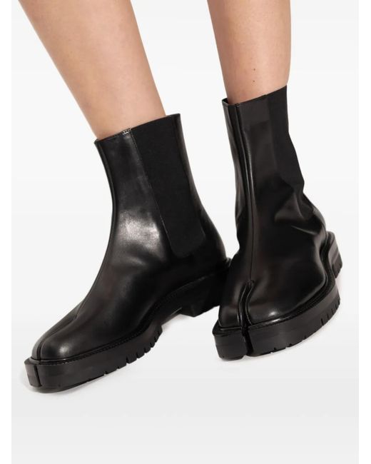 Maison Margiela Black Tabi Elasticated-Sides Chelsea Boots