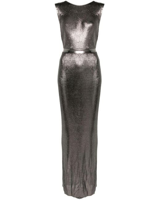 Robe longue froncée à fini métallisé Elisabetta Franchi en coloris Metallic