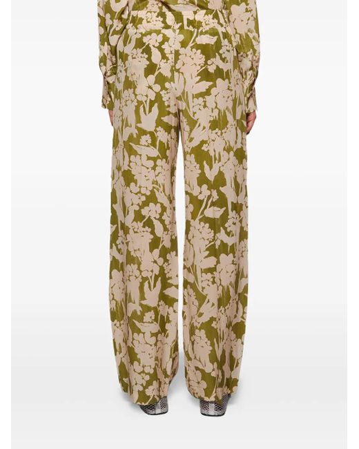 Victoria Beckham Natural Floral-Print Trousers