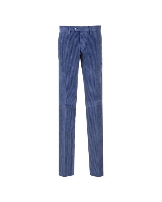 Al Duca D'aosta Blue Corduroy Cotton Trousers for men