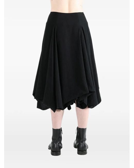 Yohji Yamamoto Black Draped Asymmetric Skirt