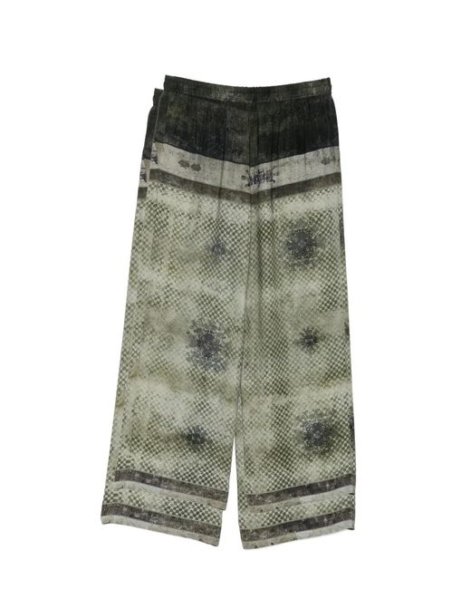 Ziggy Chen Green Patterned Drawstring Trousers