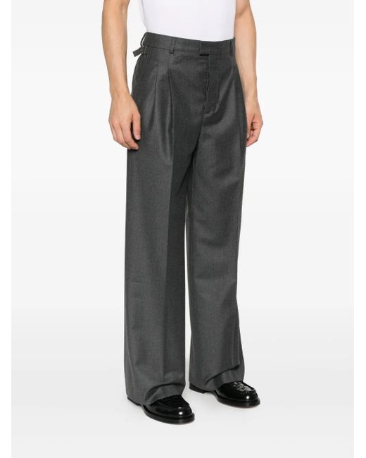 AMI Gray Pleated Tab Trousers for men